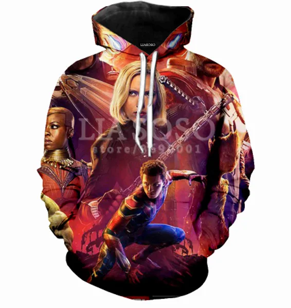 

2019 marvel avengers endgame iron man captain america 3d printed hoodies women men 3d print pullovers outerwear casual a359, Black