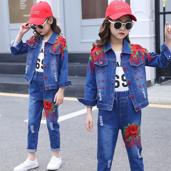teen girls clothes for 8 10 11 13 14 years autumn clothing set jacket + jeans pants 2pcs embroidered denim coat suit outfits t200413, White
teen girls clothes for 8 10 11 13 14 years autumn clothing set jacket + jeans pants 2pcs embroidered denim coat suit outfits t200413, White