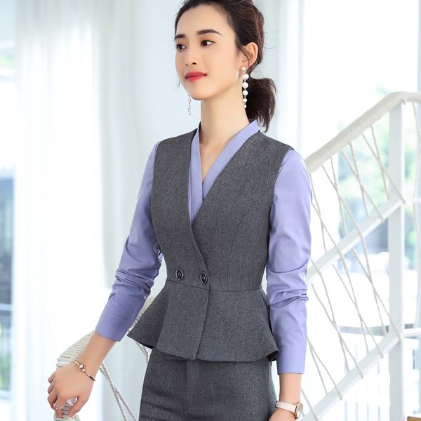 izicfly autumn gray formal professional vest women coat slim office new ladies business plus size work uniforms waistcoat, Black;white
izicfly autumn gray formal professional vest women coat slim office new ladies business plus size work uniforms waistcoat, Black;white
