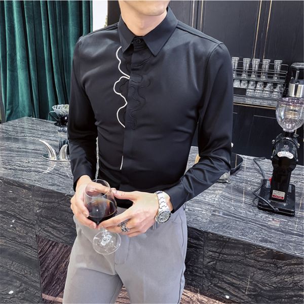 fashion men's long sleeve shirt black white slim fit men business casual shirt size xxl xxxl wedding banquet men dress shirts, White;black
fashion men's long sleeve shirt black white slim fit men business casual shirt size xxl xxxl wedding banquet men dress shirts, White;black
