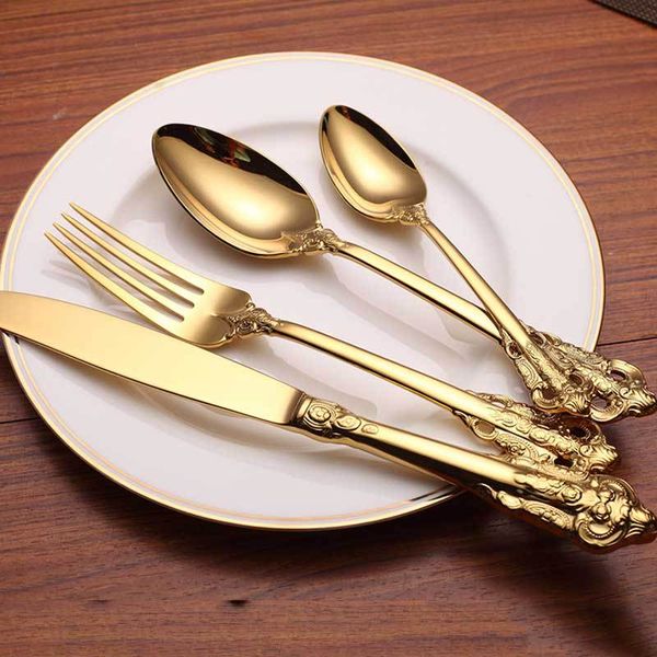 luxury stainless steel cutlery set golden color spoon knife fork flatware gold restaurant luxury vintage wedding dinner
luxury stainless steel cutlery set golden color spoon knife fork flatware gold restaurant luxury vintage wedding dinner