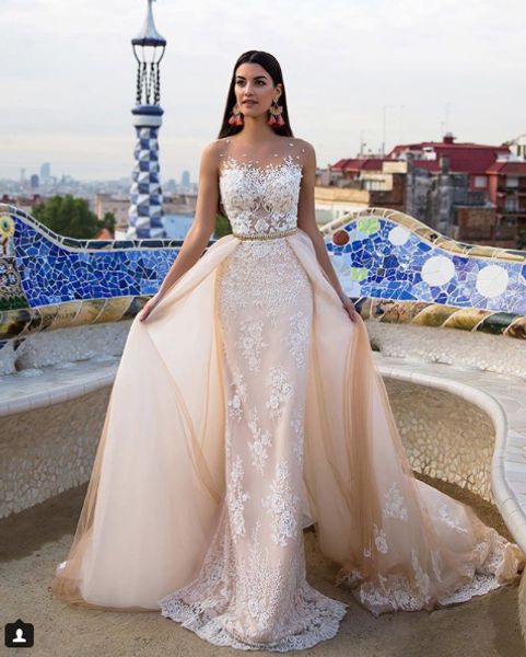 fariy designer prom dress evening formal gowns 2019 champagne lace flowers sheer neck detachable train crystal sheath runway dress, Black
fariy designer prom dress evening formal gowns 2019 champagne lace flowers sheer neck detachable train crystal sheath runway dress, Black