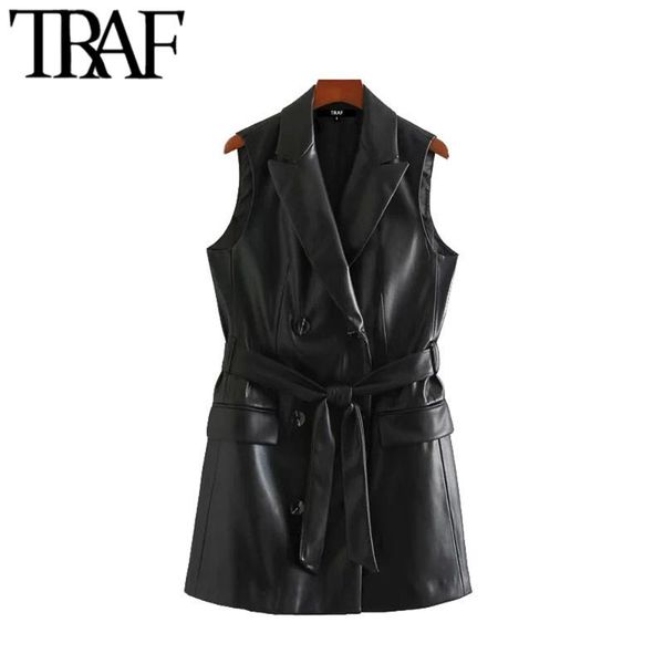traf women street fashion double breasted pu faux leather waistcoat vintage with belt pockets female outerwear chic top, Black;white
traf women street fashion double breasted pu faux leather waistcoat vintage with belt pockets female outerwear chic top, Black;white