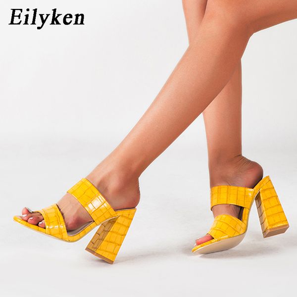 eilyken summer women mules yellow slippers open toe thick block heels 11cm fashion serpentine leather ladies shoes sandals, Black
eilyken summer women mules yellow slippers open toe thick block heels 11cm fashion serpentine leather ladies shoes sandals, Black