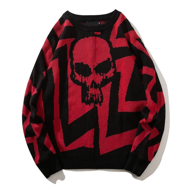 zogaa round neck loose style skull sweater men 2019 winter high street oversized sweater autumn style men knitted thin sweaters, White;black
zogaa round neck loose style skull sweater men 2019 winter high street oversized sweater autumn style men knitted thin sweaters, White;black