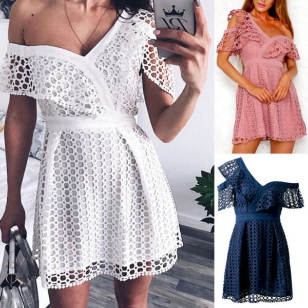 2019 lace dress lady women's summer off shoulder lace mini dress evening party summer beach sundress, Black;gray
2019 lace dress lady women's summer off shoulder lace mini dress evening party summer beach sundress, Black;gray