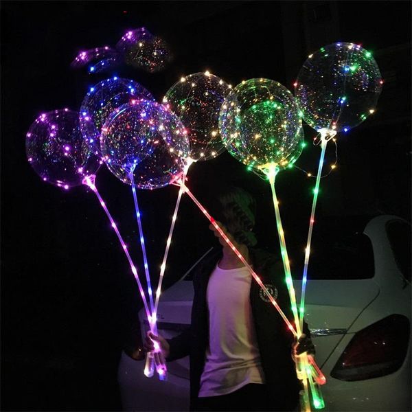 

18 inch led light clear balloon bobo ball colorful light night light ball air balloon chri tma wedding party children home decoration hot