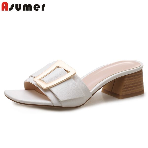 asumer 2020 new arrive pu leather women sandals 4cm square heel buckle summer mules for women ladies dress shoes, Black
asumer 2020 new arrive pu leather women sandals 4cm square heel buckle summer mules for women ladies dress shoes, Black