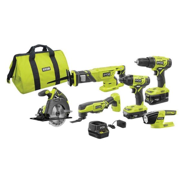 RYOBI ONE + литий-ионная аккумуляторная 6-инструмент Combo Kit W / 2 батареи, зарядное устройство, сумка
RYOBI ONE + литий-ионная аккумуляторная 6-инструмент Combo Kit W / 2 батареи, зарядное устройство, сумка