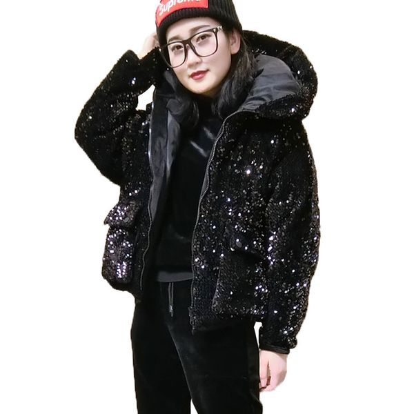 sequin basic coats winter jacket women short parkas 2018 hooded warm down cotton jackets thick motorcycle jacket streetwear 748, Black
sequin basic coats winter jacket women short parkas 2018 hooded warm down cotton jackets thick motorcycle jacket streetwear 748, Black