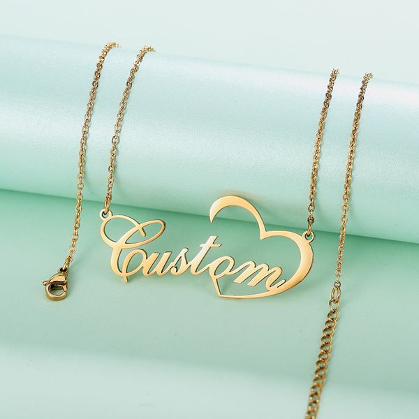 women personalized script name pendant necklaces customize open heart cursive nameplate choker necklace, Silver
women personalized script name pendant necklaces customize open heart cursive nameplate choker necklace, Silver