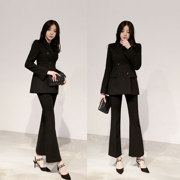 british style 2020 women suits flare pant suits for women tailleur femme slim fit blazer set conbinaison femme ropa formal mujer, White;black
british style 2020 women suits flare pant suits for women tailleur femme slim fit blazer set conbinaison femme ropa formal mujer, White;black