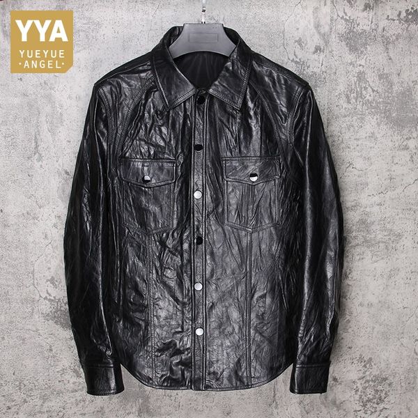 business men genuine leather jacket slim fit single breasted vintage natural sheepskin coat male casual motorcycle outerwear, Black
business men genuine leather jacket slim fit single breasted vintage natural sheepskin coat male casual motorcycle outerwear, Black