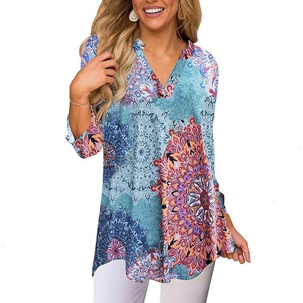 women blouse women autumn flower fashion print irregular shirt women loose regular flowers three quarter sleeve v neck blouse aug9, White
women blouse women autumn flower fashion print irregular shirt women loose regular flowers three quarter sleeve v neck blouse aug9, White