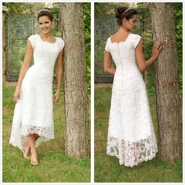 full lace beach wedding dresses 2020 jewel short sleeves a line high low bridal gowns plus size wedding gowns, White
full lace beach wedding dresses 2020 jewel short sleeves a line high low bridal gowns plus size wedding gowns, White