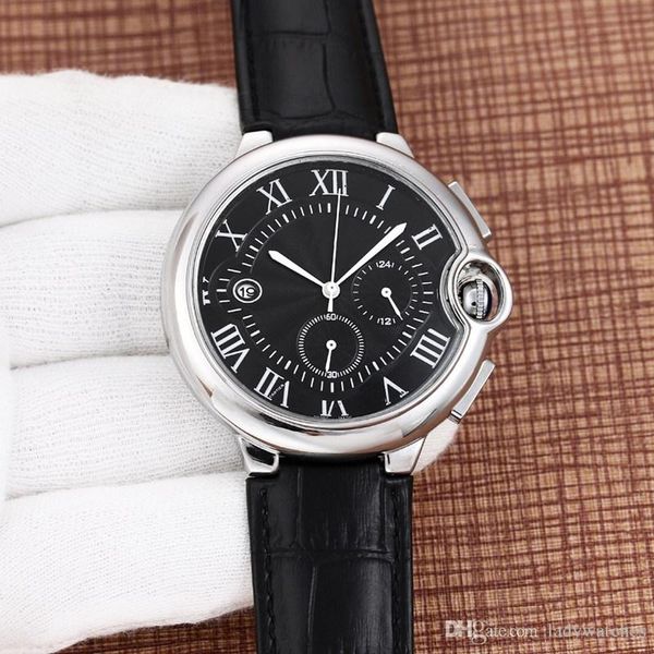 men's chronograph watches black dial brown genuine cowhide strap quartz movement unique calendar luxury mens 46mm fashion casual watche, Slivery;brown 
men's chronograph watches black dial brown genuine cowhide strap quartz movement unique calendar luxury mens 46mm fashion casual watche, Slivery;brown