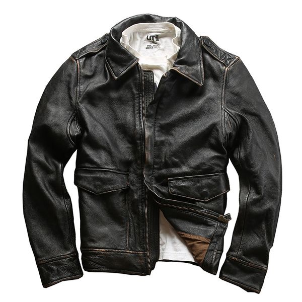 2020 vintage brown men leather jacket plus size xxxxl genuine cowhide autumn slim fit pilot leather coat, Black
2020 vintage brown men leather jacket plus size xxxxl genuine cowhide autumn slim fit pilot leather coat, Black