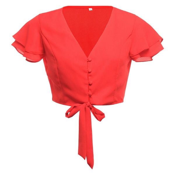 new style women's t-shirts button bandage short casual short sleeve v neck t-shirt ladies summer solid ruffles 2019, White
new style women's t-shirts button bandage short casual short sleeve v neck t-shirt ladies summer solid ruffles 2019, White