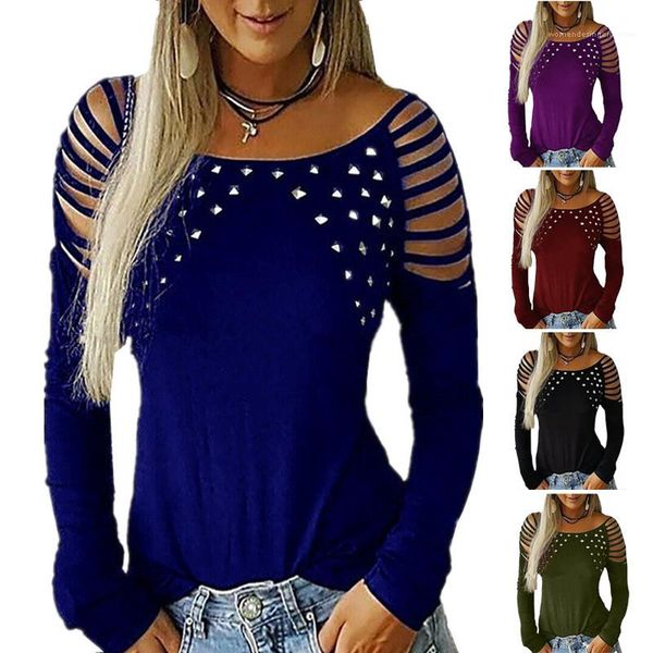 tshirts long sleeve solid color printed rhinestone hollow out casual womens clothing autumn womens designer, White
tshirts long sleeve solid color printed rhinestone hollow out casual womens clothing autumn womens designer, White