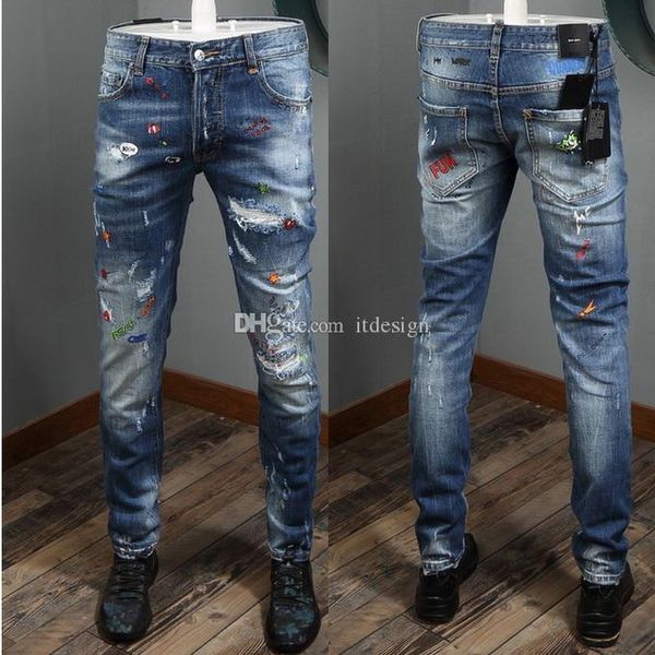 mens twist fit paint splatter graffiti distressed jeans printed applique slim fit cowboy pants cool buy, Blue
mens twist fit paint splatter graffiti distressed jeans printed applique slim fit cowboy pants cool buy, Blue