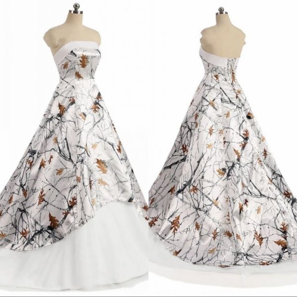 white new camo wedding dress strapless simple designer a line lace-uo back court train bridal gowns
white new camo wedding dress strapless simple designer a line lace-uo back court train bridal gowns