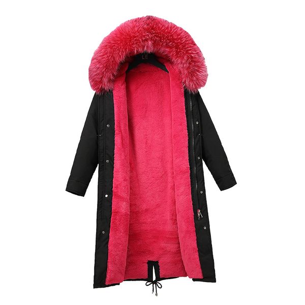 

aigyptos winter cold plus size coat women plus long lamb cotton padded 2019 new coat, Black