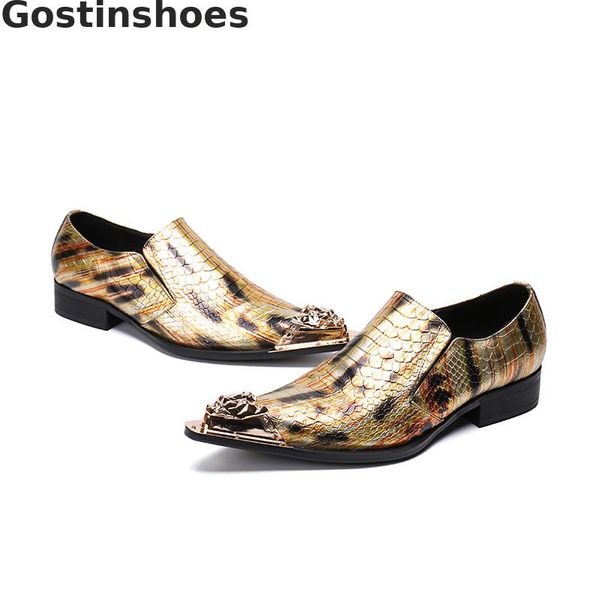 men casual shoes classic men shoes golden genuine leather snakeskin printed oxfords pointed toe metal cap toe, Black
men casual shoes classic men shoes golden genuine leather snakeskin printed oxfords pointed toe metal cap toe, Black