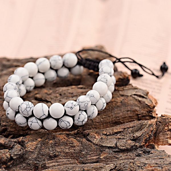 oiquei double row white howlite braided macrame bracelet men women natural matte stone couple distance bracelet bijoux, Black
oiquei double row white howlite braided macrame bracelet men women natural matte stone couple distance bracelet bijoux, Black