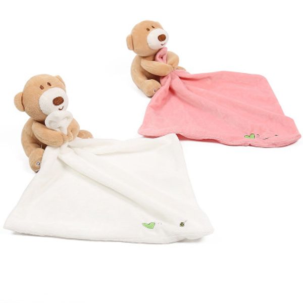 

милый медведь высшего качества ребенка успокоить полотенце одеяло плюшевые чучела моющиеся одеяло мягкие детские нагрудники полотенце игрушка