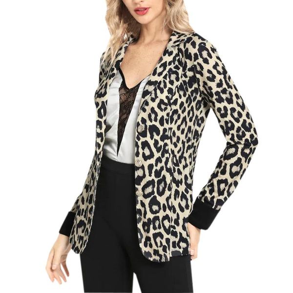 2020 spring women long sleeve leopard blazer elegant casual leopard coat outerwear office lady highstreet blazer coat 85, White;black 
2020 spring women long sleeve leopard blazer elegant casual leopard coat outerwear office lady highstreet blazer coat 85, White;black