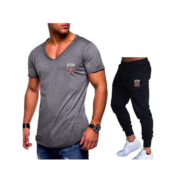 2019 new t-shirt+pants men's sets 23 print men brand clothing two piece suit men sportswear tracksuit gyms jogger sets, Gray
2019 new t-shirt+pants men's sets 23 print men brand clothing two piece suit men sportswear tracksuit gyms jogger sets, Gray