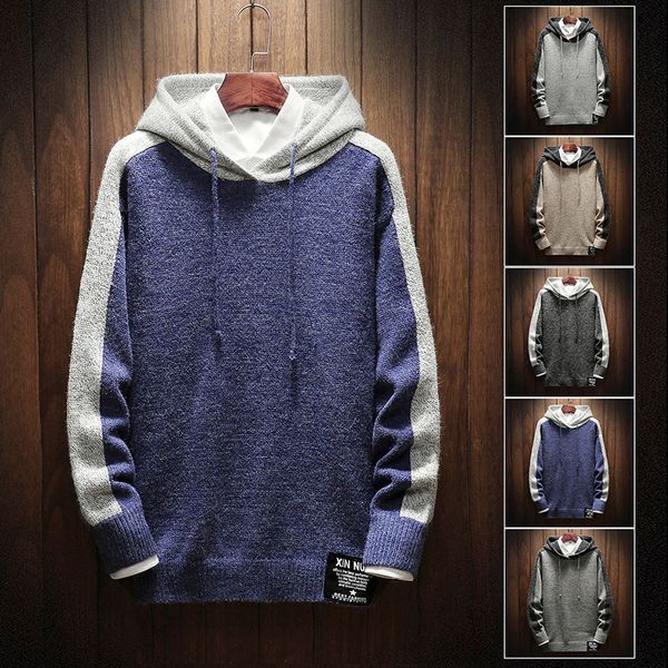2019 autumn and winter new quality bottoming shirt contrast color loose men's head with hood round neck simple casual sweater, White;black
2019 autumn and winter new quality bottoming shirt contrast color loose men's head with hood round neck simple casual sweater, White;black
