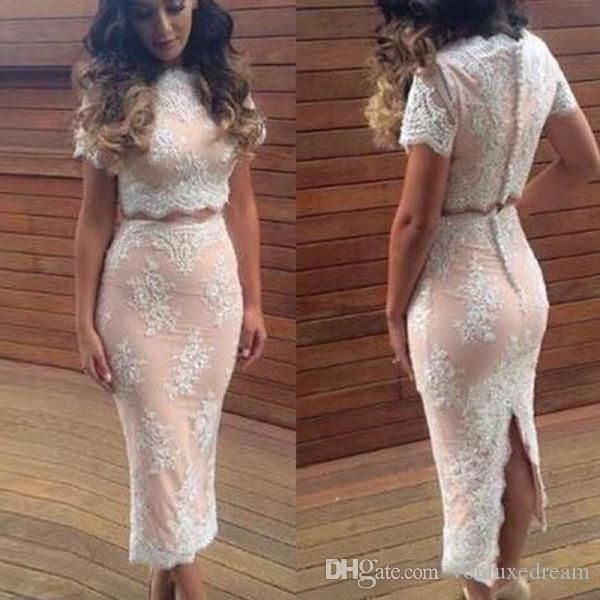 elegant pink applique lace tea length cocktail dresses with short sleeve button back formal prom dresses robes one can also shipped, Black
elegant pink applique lace tea length cocktail dresses with short sleeve button back formal prom dresses robes one can also shipped, Black