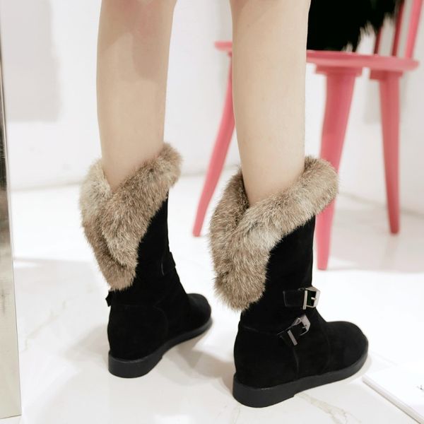 pxelena winter warm snow boots for women faux fur buckle hidden med heel plush ankle boots slip on fashion shoes plus size 34-43, Black
pxelena winter warm snow boots for women faux fur buckle hidden med heel plush ankle boots slip on fashion shoes plus size 34-43, Black