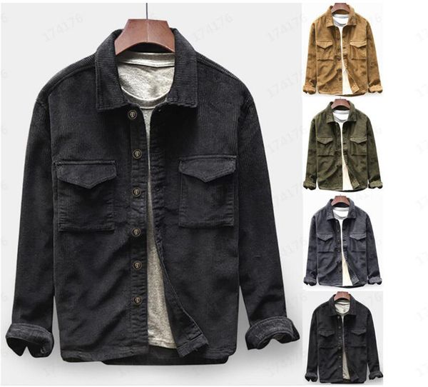 mens designer corduroy shirts coat fashion loose pocket shirts casual long sleeved lapel neck shirts mens clothing, Black;brown
mens designer corduroy shirts coat fashion loose pocket shirts casual long sleeved lapel neck shirts mens clothing, Black;brown