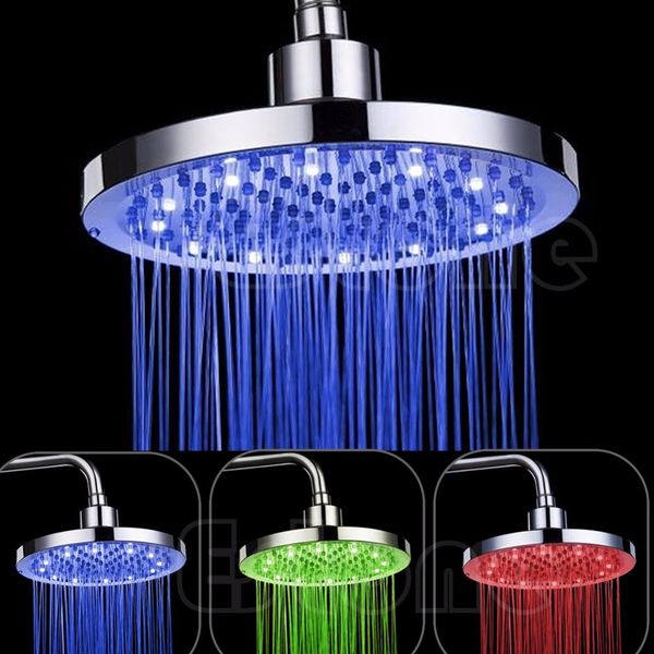 hgnchoige 8" дюймовый круглый дождя ванной комнаты нержавеющей стали rgb led light shower head # d7833 #