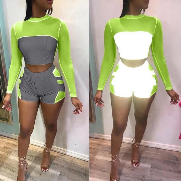 black skinny reflective short tracksuit women casual long sleeve t shirt with shorts two piece set night club women outfit, Gray
black skinny reflective short tracksuit women casual long sleeve t shirt with shorts two piece set night club women outfit, Gray