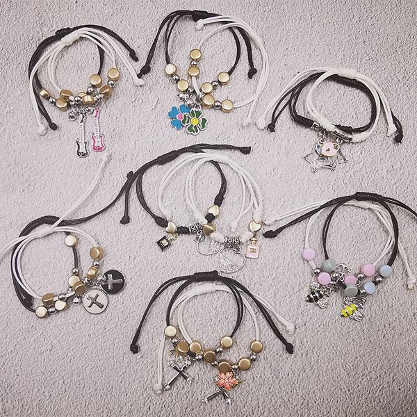 a pair of new stretchable student couple men and women fashion simple cross pendant korean bracelet spot wholesale, Black
a pair of new stretchable student couple men and women fashion simple cross pendant korean bracelet spot wholesale, Black
