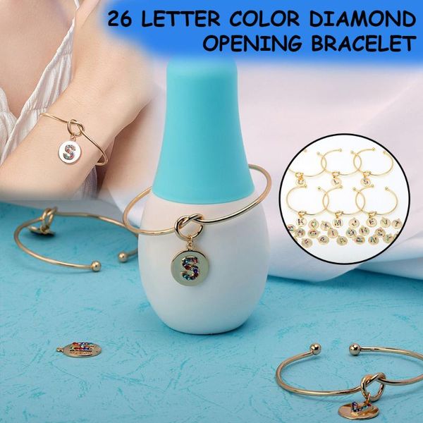 women creative bracelet lady's gold crystal alphabet knotted bracelet girlfriends birthday gift jewelry opening bangle jewelry, Black
women creative bracelet lady's gold crystal alphabet knotted bracelet girlfriends birthday gift jewelry opening bangle jewelry, Black