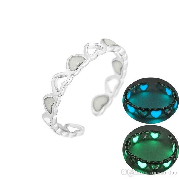 new luminous love heart open rings for women glow in the dark wedding finger ring fashion party jewelry gift, Silver
new luminous love heart open rings for women glow in the dark wedding finger ring fashion party jewelry gift, Silver