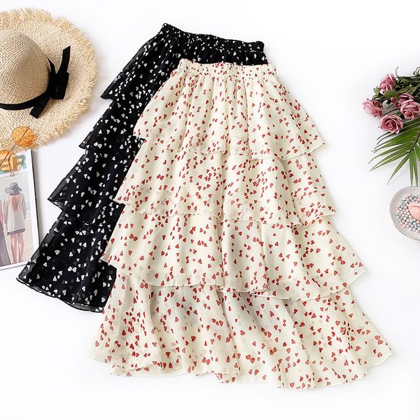 new women summer cute cake chiffon long skirts elastic waist heart polka dotted sweet tiered long ruffles layered pleated skirts, Black
new women summer cute cake chiffon long skirts elastic waist heart polka dotted sweet tiered long ruffles layered pleated skirts, Black