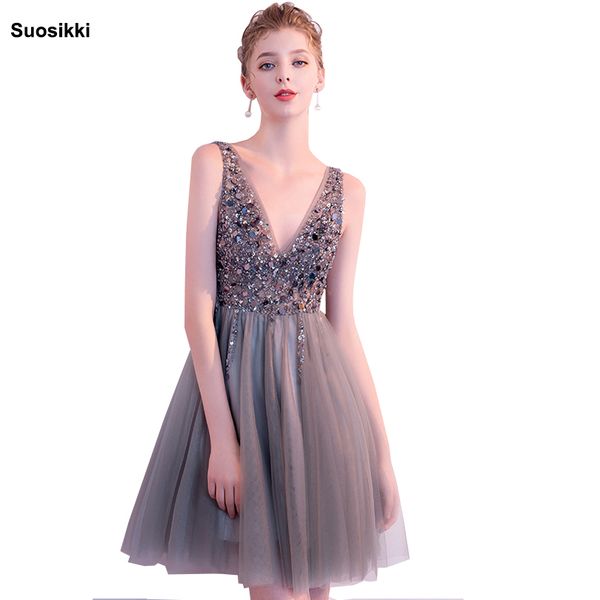 sparkle crystal beaded short cocktail dresses gray homecoming dress double v-neck shiny mini prom gowns abiye vestidos, White;black
sparkle crystal beaded short cocktail dresses gray homecoming dress double v-neck shiny mini prom gowns abiye vestidos, White;black