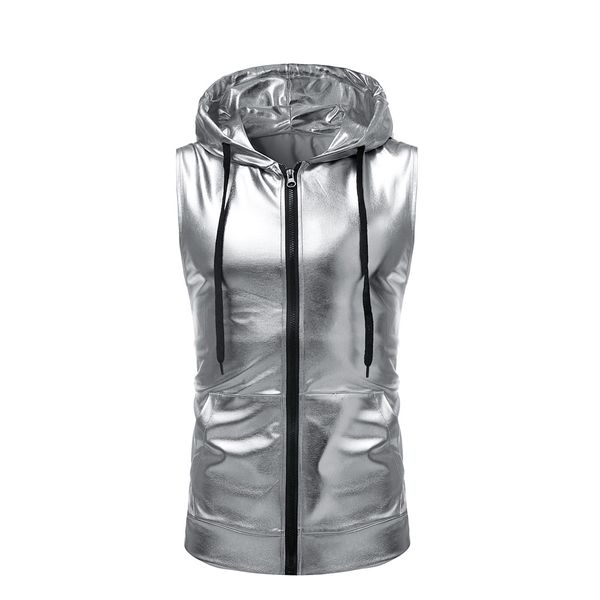 men dance drawstring zipper hoodie with hat plus size fashion loose male vest golden 2019, White;black
men dance drawstring zipper hoodie with hat plus size fashion loose male vest golden 2019, White;black