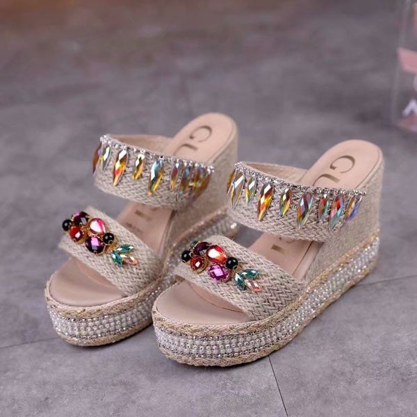 mori small fresh hand-drilled slides women slippers lock mule women colorful personality 10cm high waterproof platform 3cm flip flops, Black
mori small fresh hand-drilled slides women slippers lock mule women colorful personality 10cm high waterproof platform 3cm flip flops, Black
