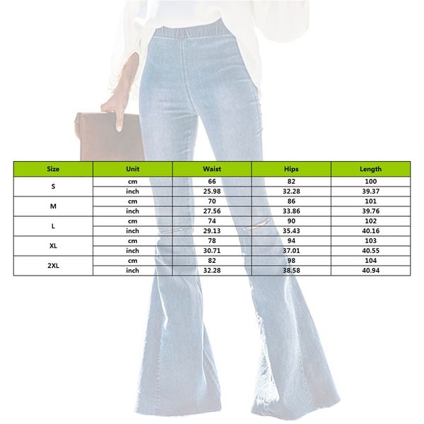 dihope women ripped denim pants elastic waist flare jeans women bottoms casual high waist burr flare bell bottoms, Blue
dihope women ripped denim pants elastic waist flare jeans women bottoms casual high waist burr flare bell bottoms, Blue