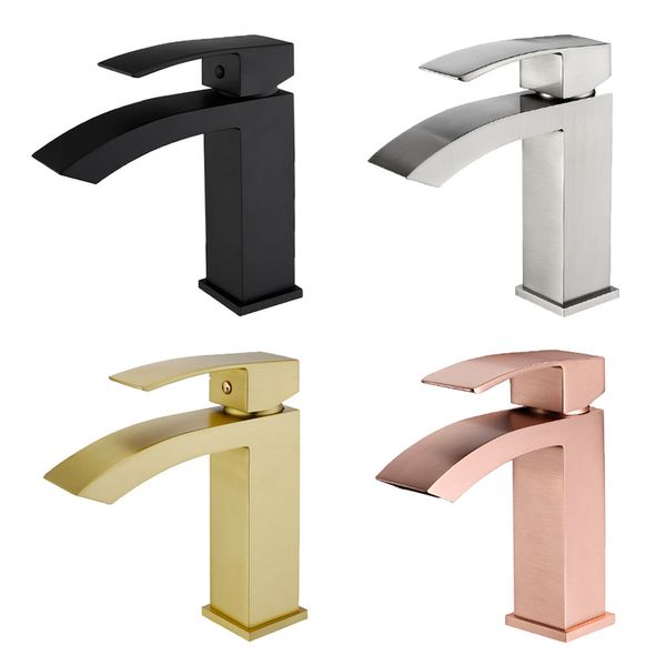 

Brass Bathroom Basin Faucet Waterfall Deck Mounted Cold And Hot Water Mixer Tap Chrome/Brushed Gold/Brushed Rose Gold/ORB/Black