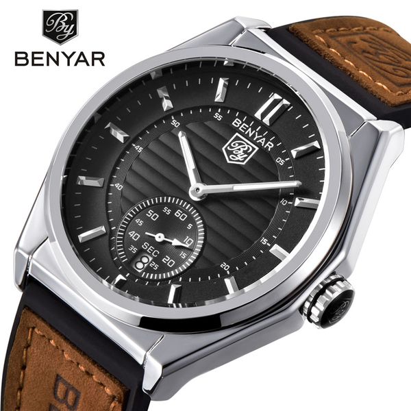 benyar men's watches watch men upscale quartz fashion /gold / / watch waterproof clock relogio masculino, Slivery;brown
benyar men's watches watch men upscale quartz fashion /gold / / watch waterproof clock relogio masculino, Slivery;brown