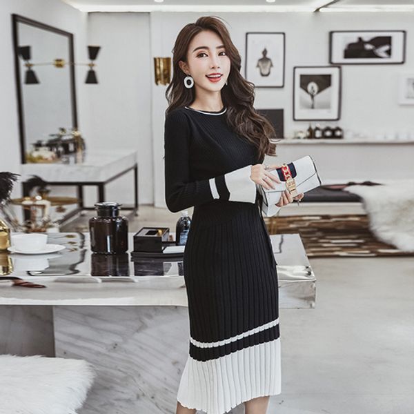 2020 women autumn winter fashion sweater knitted dresses slim elastic o-neck long sleeve lady bodycon robe dresses vestidos, Black;gray
2020 women autumn winter fashion sweater knitted dresses slim elastic o-neck long sleeve lady bodycon robe dresses vestidos, Black;gray