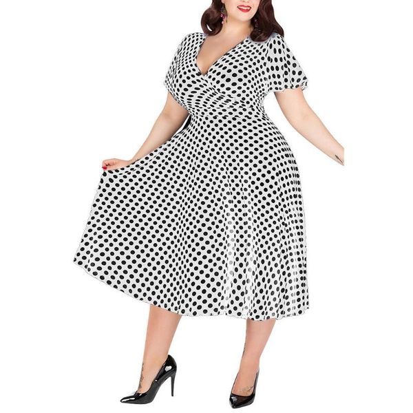 party dresses fat dress women summer plus size dot print casual high waist loose ladies short sleeve v-neck l-5xl, White;black
party dresses fat dress women summer plus size dot print casual high waist loose ladies short sleeve v-neck l-5xl, White;black