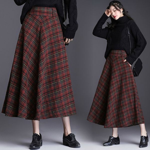 women faux wool skirt retro pleated check plaid tartan midi half warm multicolor england style mid-length skirt 934-301, Black
women faux wool skirt retro pleated check plaid tartan midi half warm multicolor england style mid-length skirt 934-301, Black